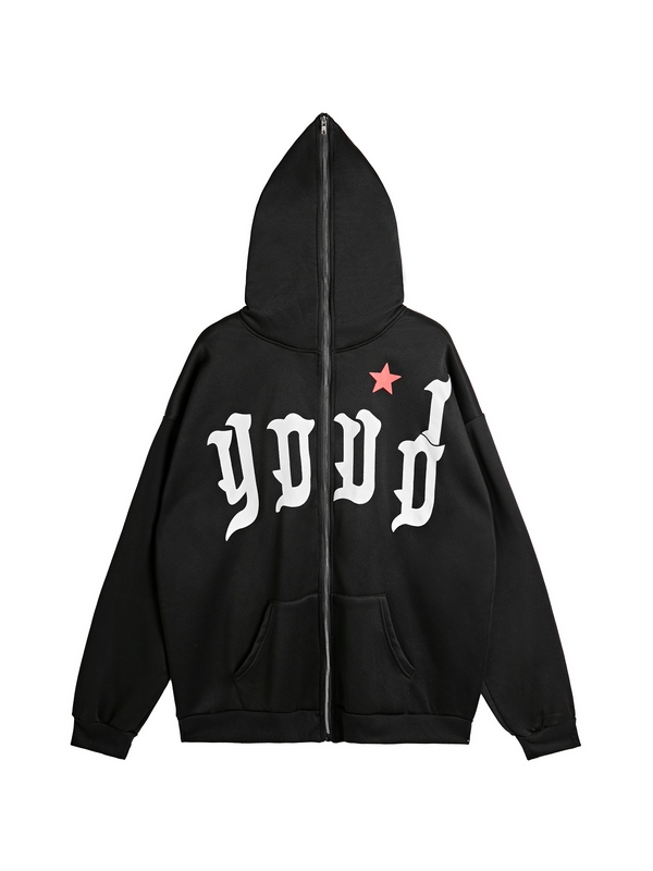 Sudadera con capucha extragrande con estampado de telaraña y letras Hip Pop para hombre-1
