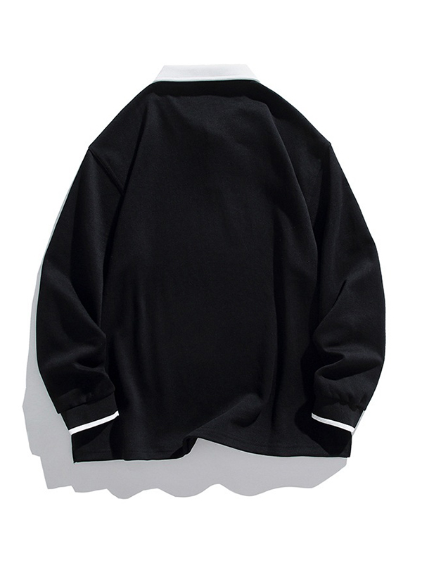 Sudadera de hombre con cuello de solapa unicolor-1