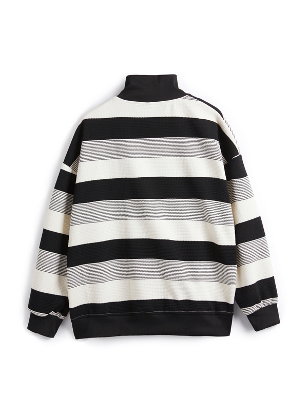 Sudadera con media cremallera y rayas vintage para hombre-1