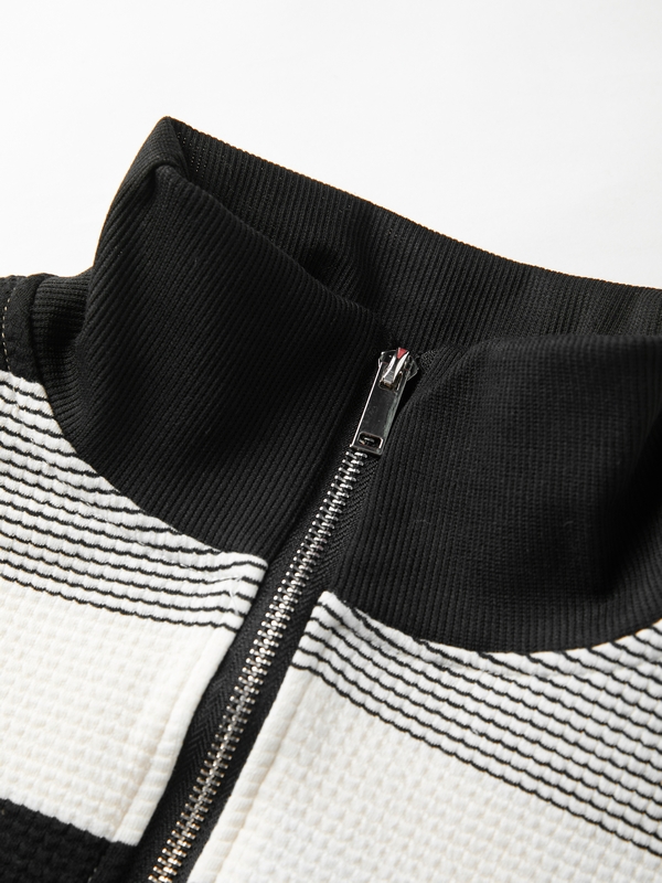 Sudadera con media cremallera y rayas vintage para hombre-2