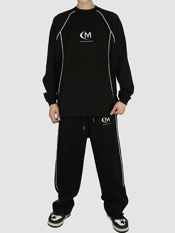 Sudadera con empalme y estampado de letras vintage para hombre-3