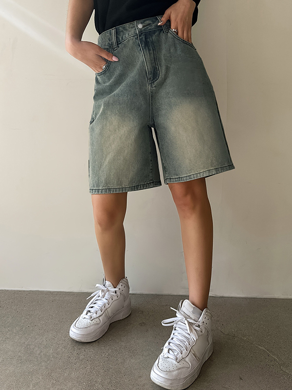 Shorts vaqueros rectos y holgados vintage-4