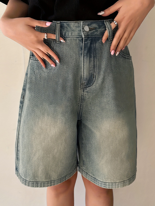 Shorts vaqueros rectos y holgados vintage-1