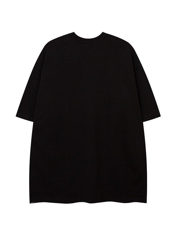 Camiseta de manga corta con letra de diamantes de imitación para hombre-1