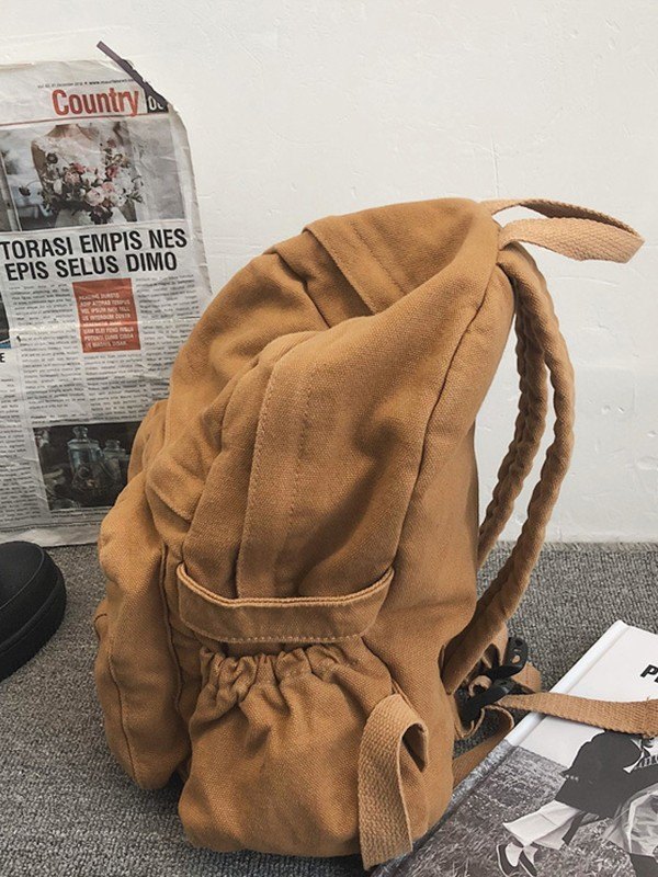 Mochila escolar de lona con lavado vintage-2