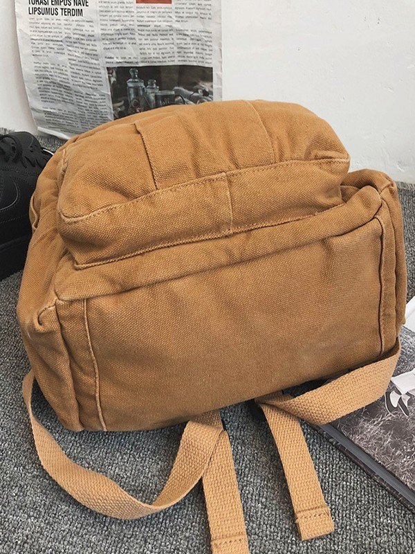 Mochila escolar de lona con lavado vintage-4