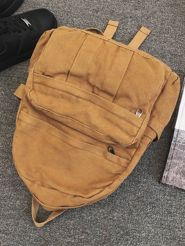 Mochila escolar de lona con lavado vintage-1